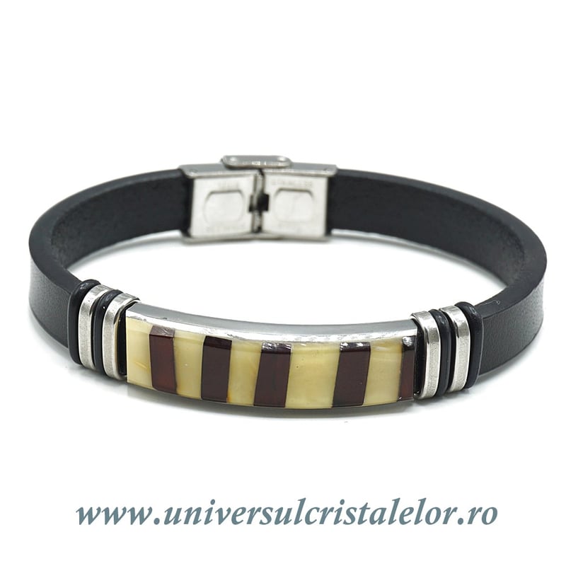Bratara chihlimbar cu piele naturala