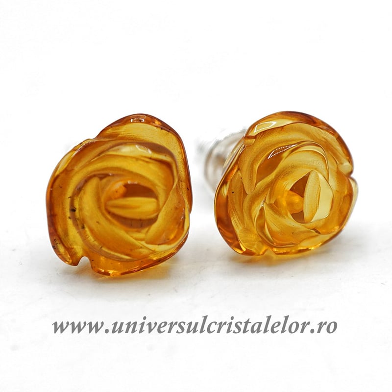 Cercei chihlimbar trandafiri