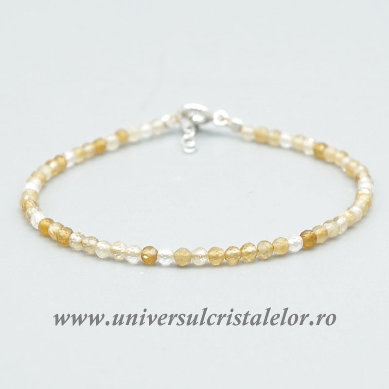 Bratara citrin rotund fatetat - 3mm