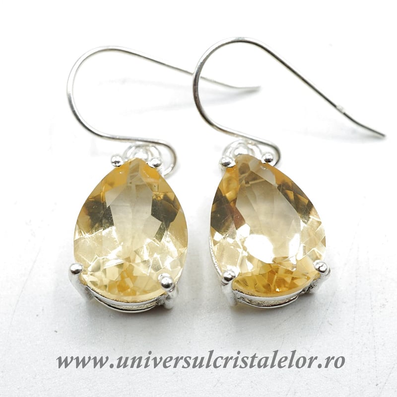 Cercei citrin lacrima fatetata 10/14 mm