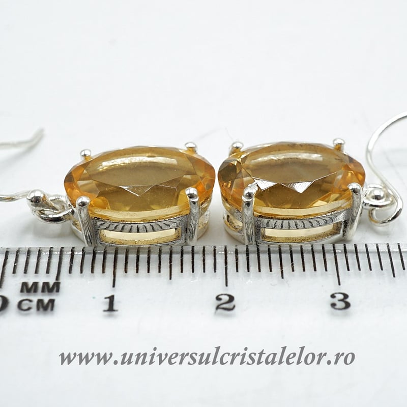 Cercei citrin oval fatetat 10/14 mm