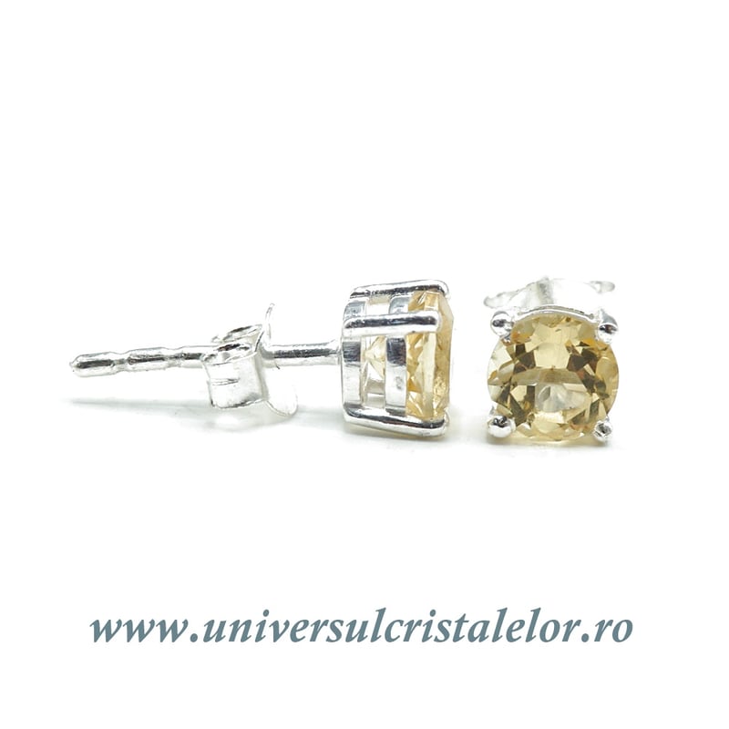 Cercei citrin fatetat rotund