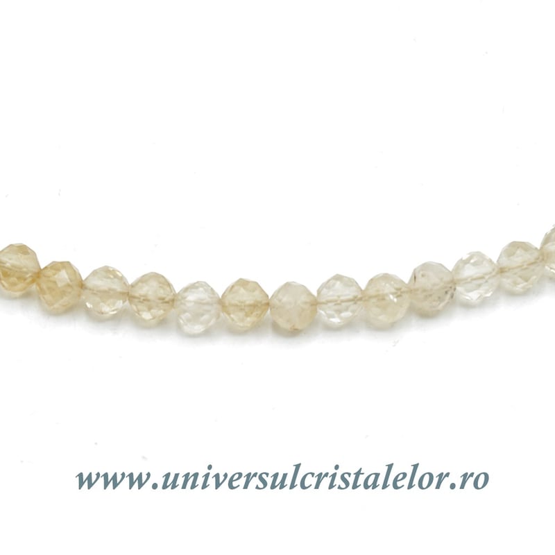 Colier citrin rotund fatetat - 3,7 mm