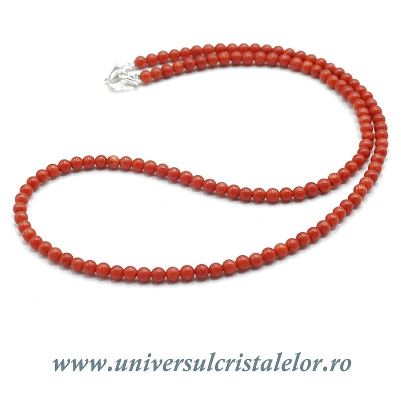 Colier coral rosu rotund - 3,5 mm