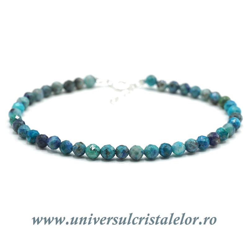 Bratara crisocola rotund fatetat - 4,3mm