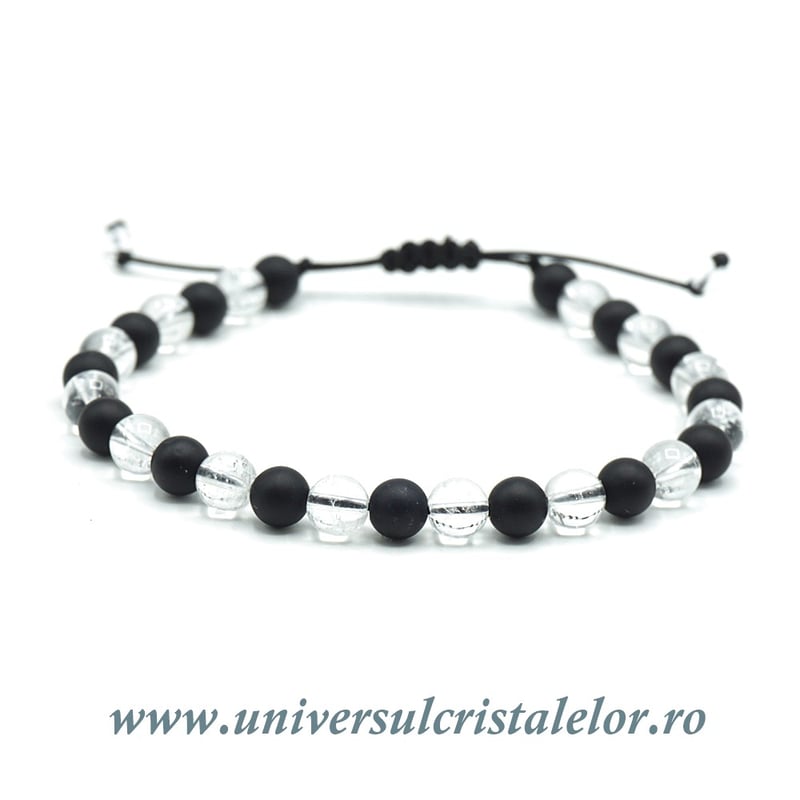 Bratara cristal de stanca si onix negru
