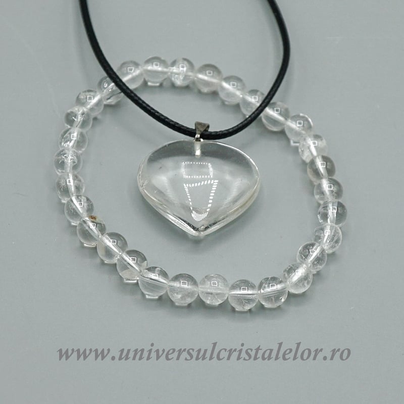 Set cristal de stanca bratara si pandantiv cu snur si cutie