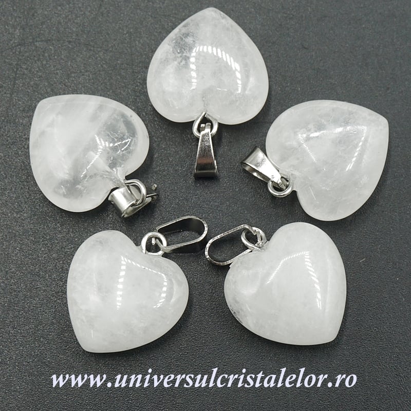 Pandantiv cuart alb inima