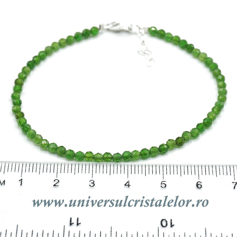 Bratara cromdiopsid rotund fatetat - 3 mm