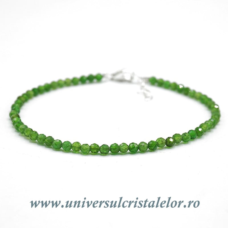 Bratara cromdiopsid rotund fatetat - 3 mm
