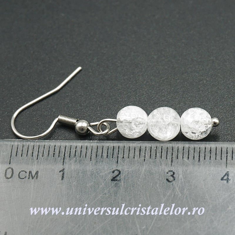 Cercei cuart gheata rotund - 6 mm