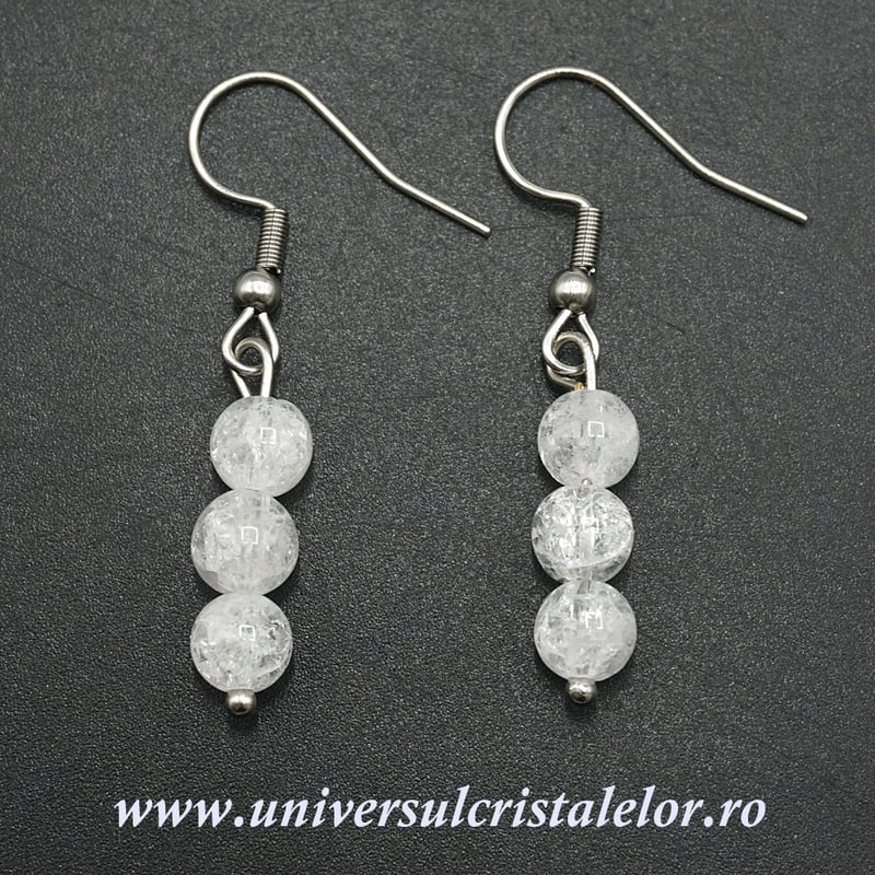 Cercei cuart gheata rotund - 6 mm