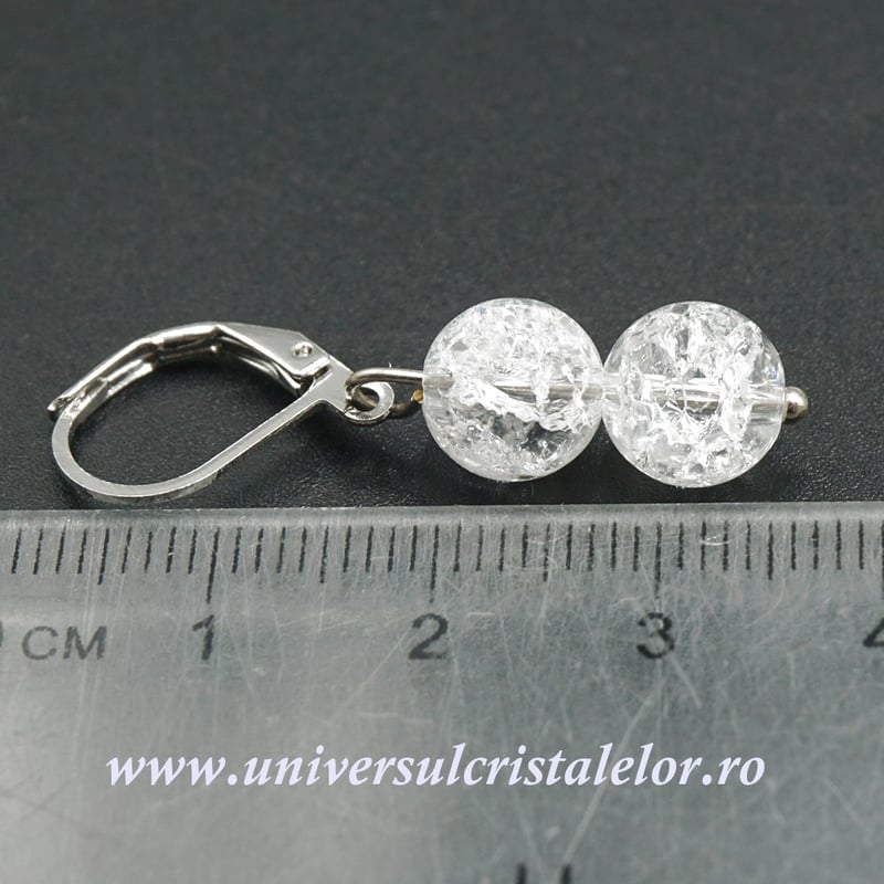 Cercei cuart gheata rotund - 8 mm