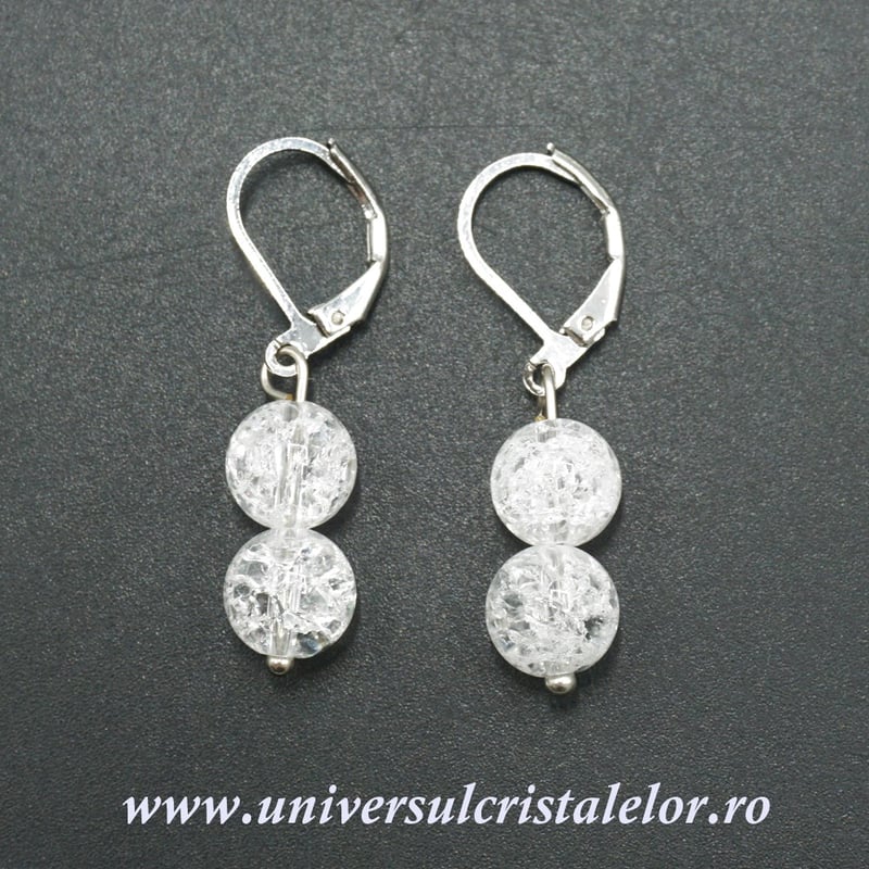 Cercei cuart gheata rotund - 8 mm