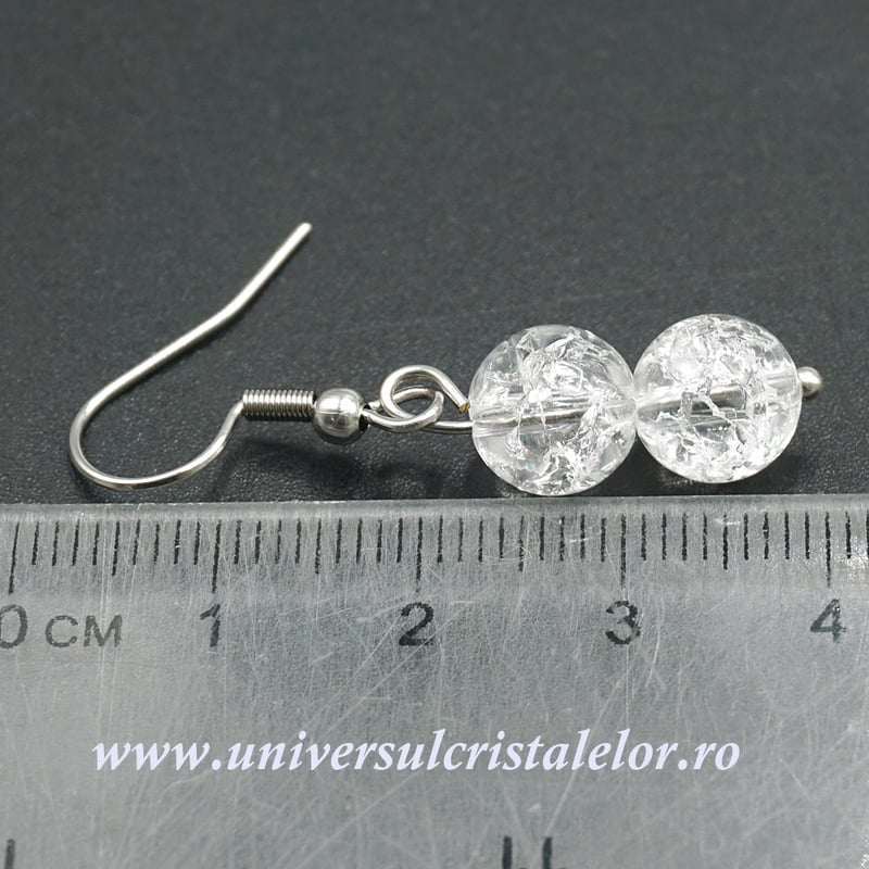 Cercei cuart gheata rotund - 8 mm