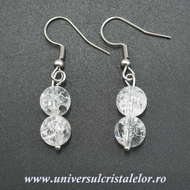 Cercei cuart gheata rotund - 8 mm