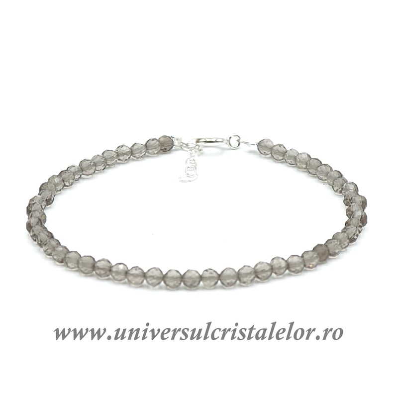 Bratara cuart fumuriu rotund fatetat - 3,3 mm