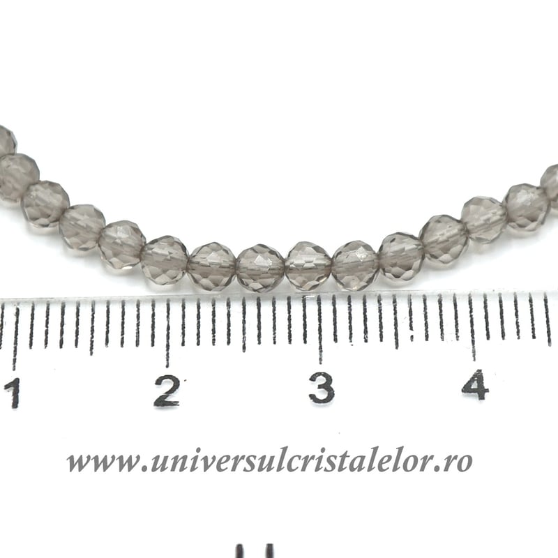 Bratara cuart fumuriu rotund fatetat - 3,3 mm