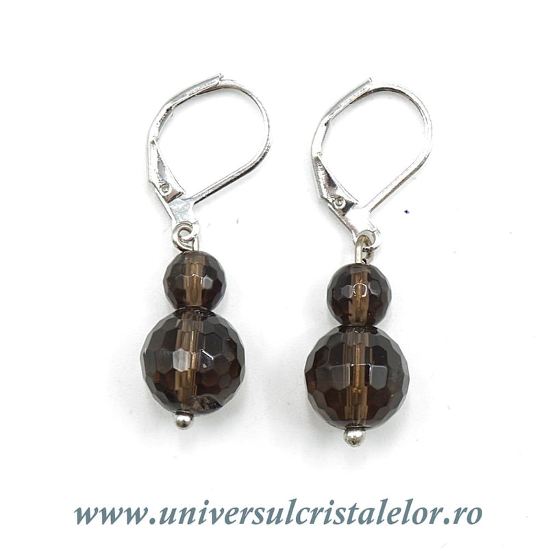 Cercei cuart fumuriu rotund-10mm m03