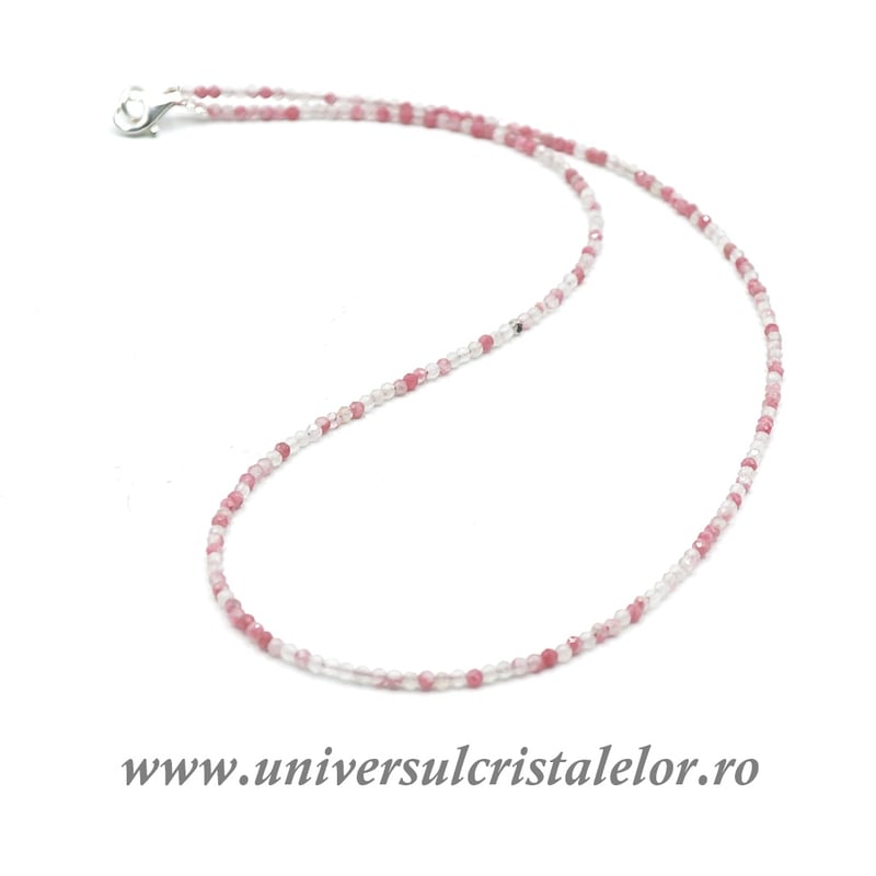 Colier cuart roz rotund fatetat ( Sakura ) 2 mm