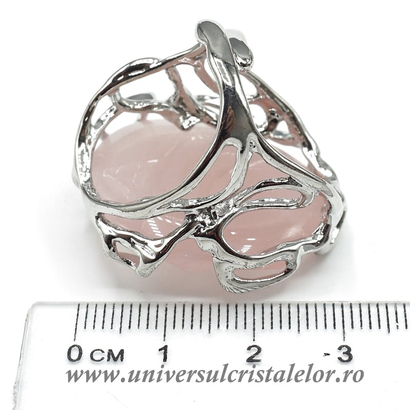 Inel cuart roz oval reglabil m3