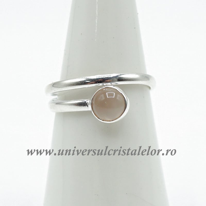 Inel cuart roz rotund reglabil