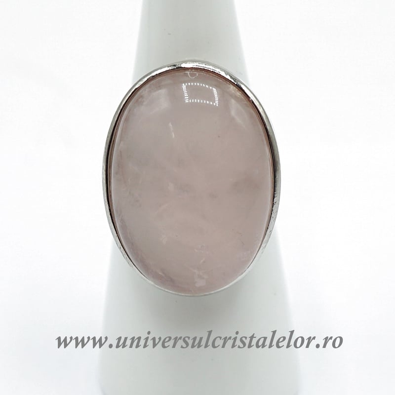 Inel cuart roz oval reglabil m5