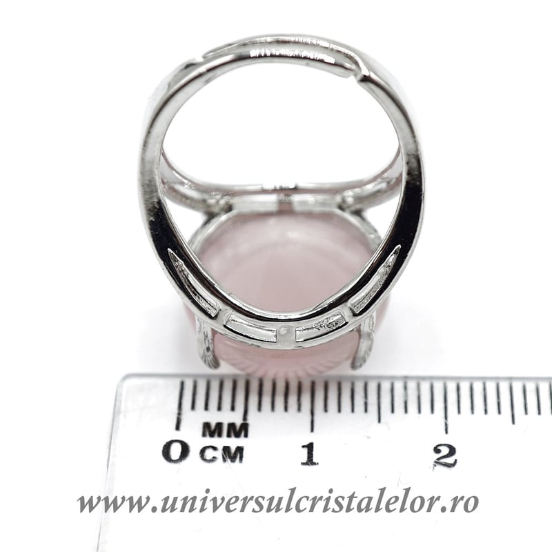 Inel cuart roz rotund reglabil m6