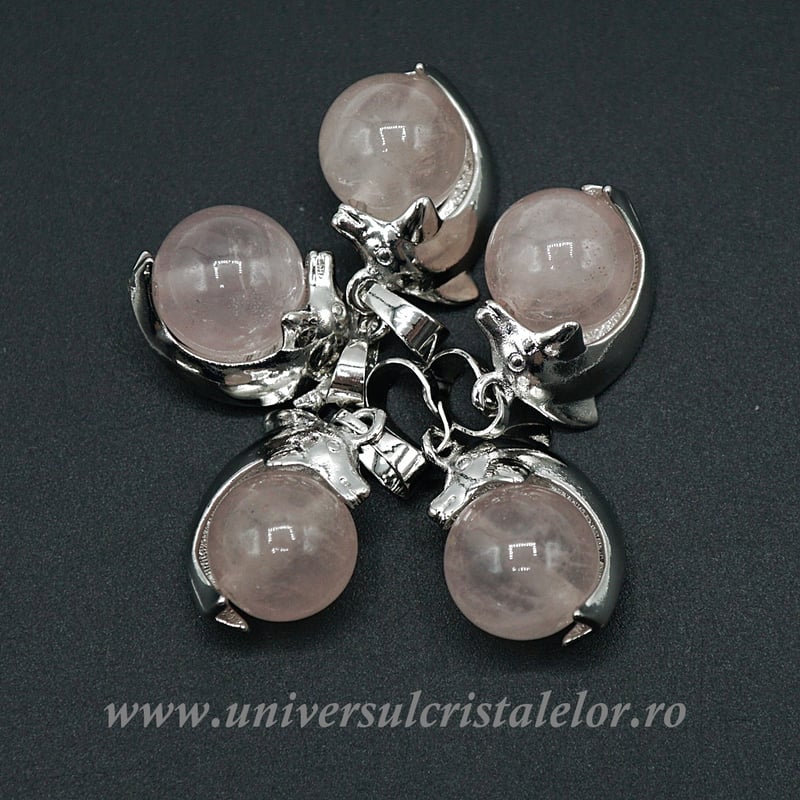 Pandantiv cuart roz sfera m3