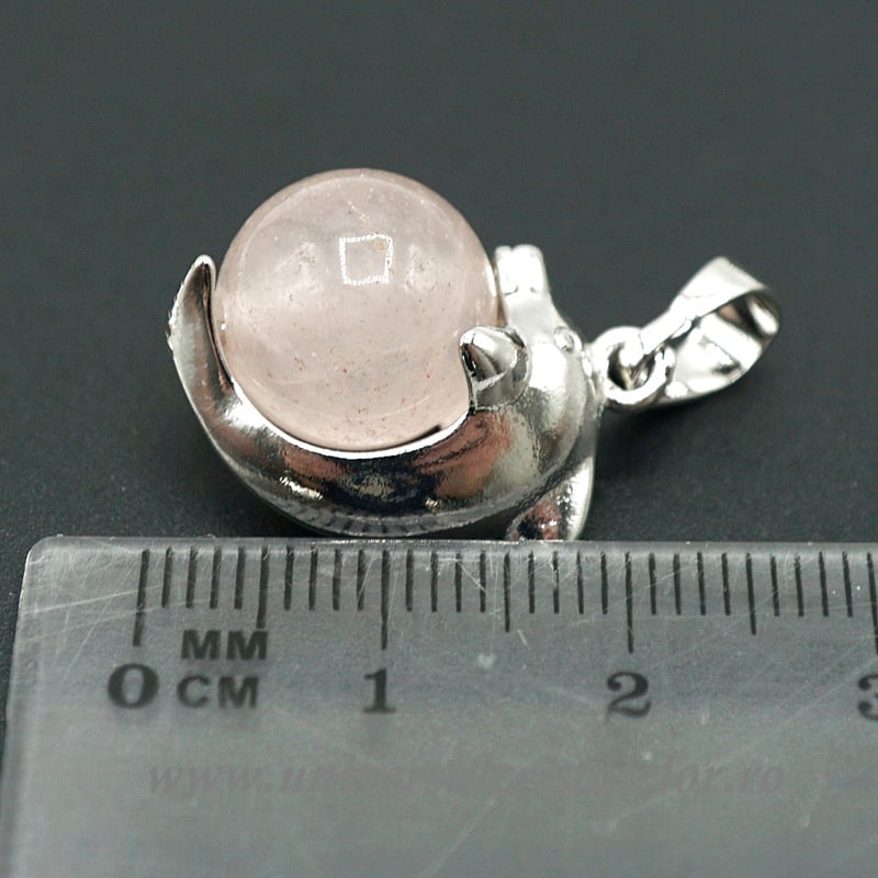 Pandantiv cuart roz sfera m3