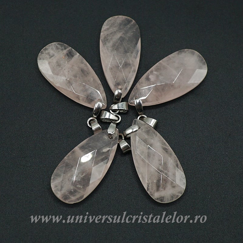 Pandantiv cuart roz lacrima fatetat