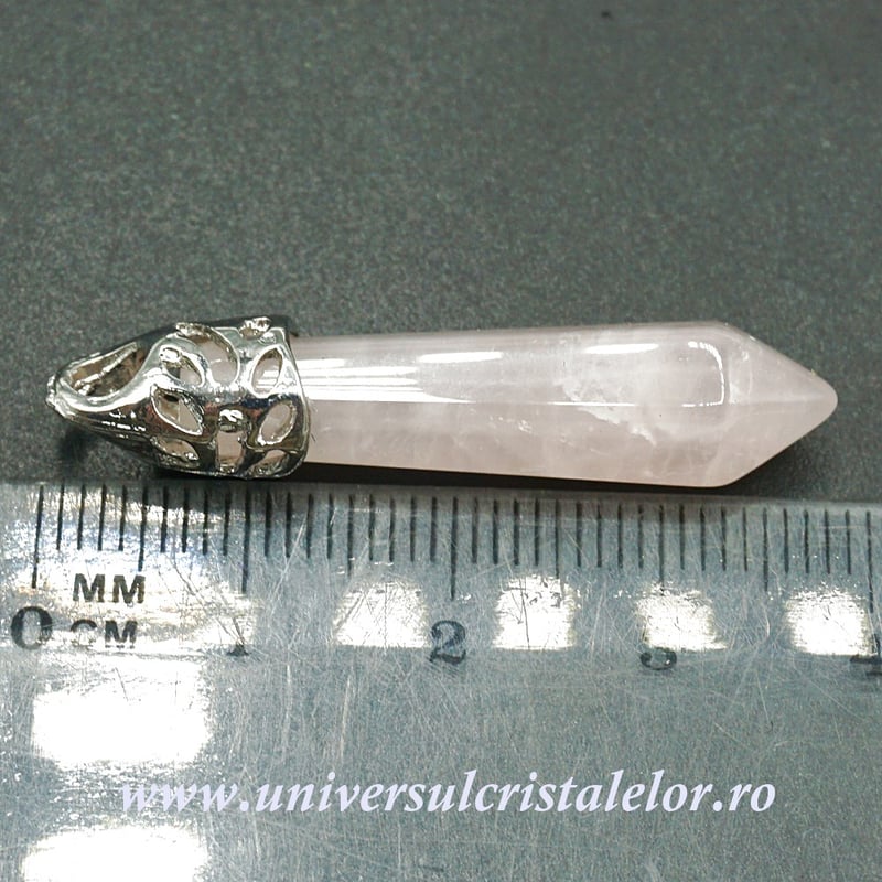 Pandantiv cuart roz varf slefuit