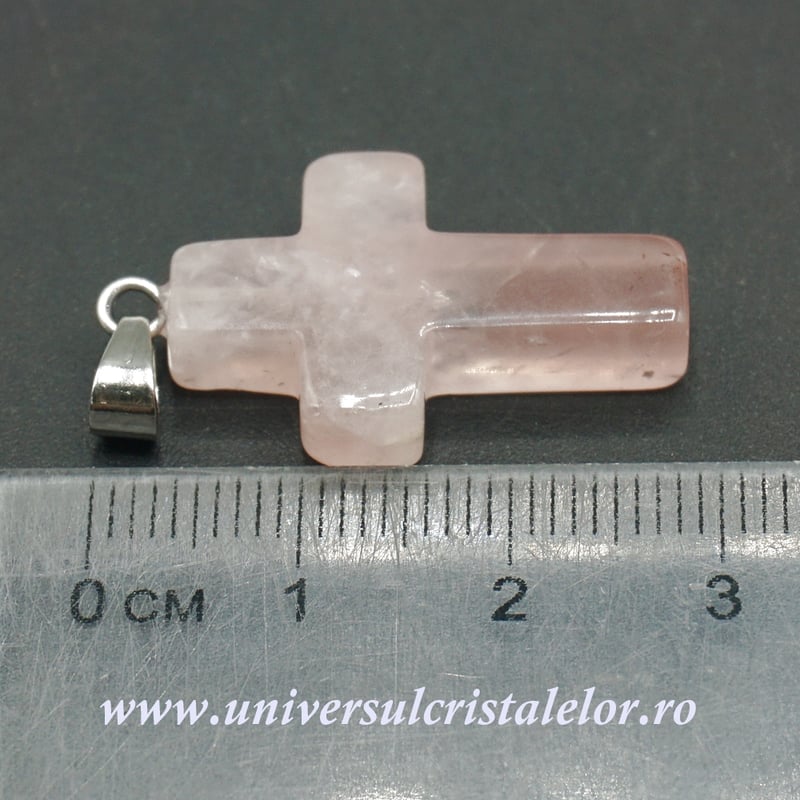 Pandantiv cuart roz cruciulita