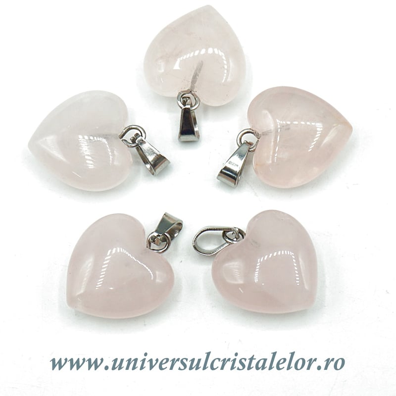 Pandantiv cuart roz inimioara