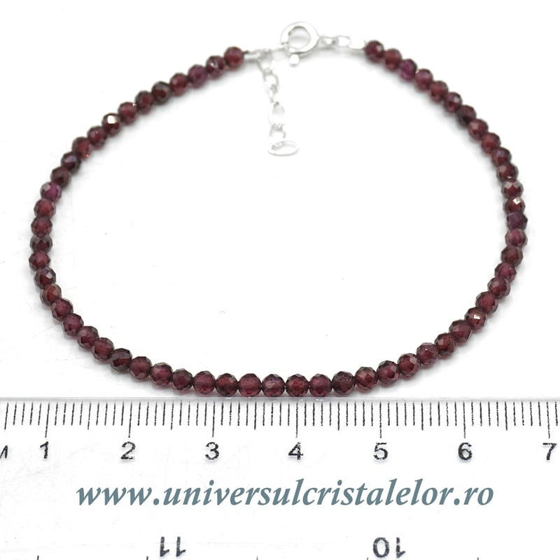 Bratara granat rotund fatetat -3 mm