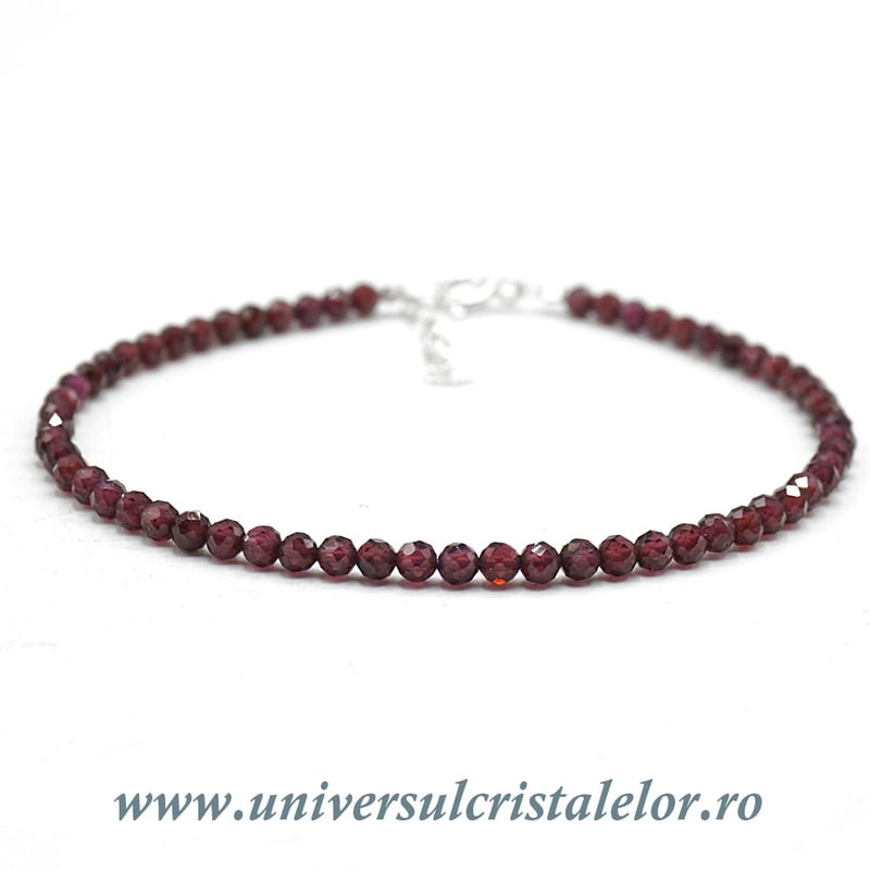 Bratara granat rotund fatetat -3 mm