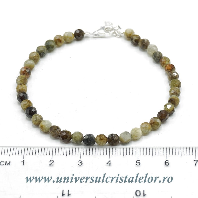 Bratara granat verde rotund fatetat - 4,5 mm