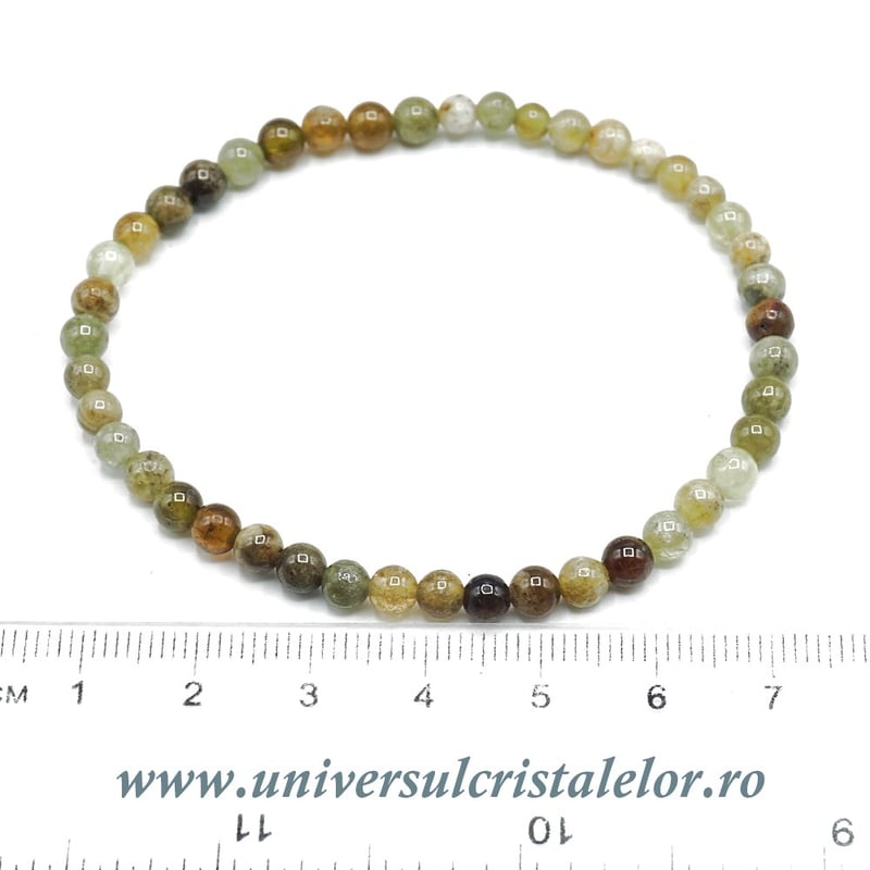 Bratara granat verde rotund - 4 mm