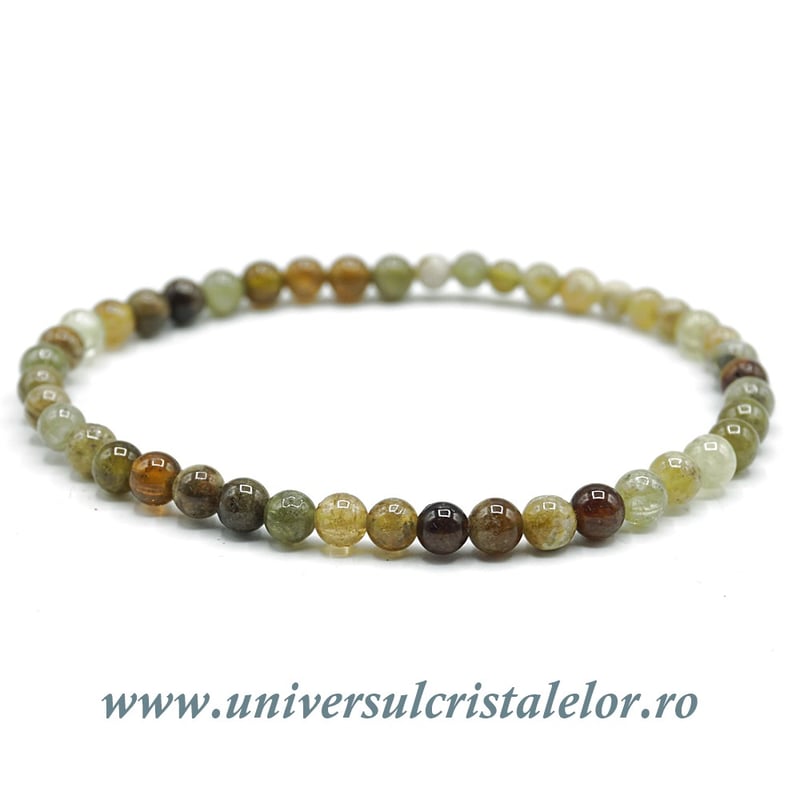 Bratara granat verde rotund - 4 mm