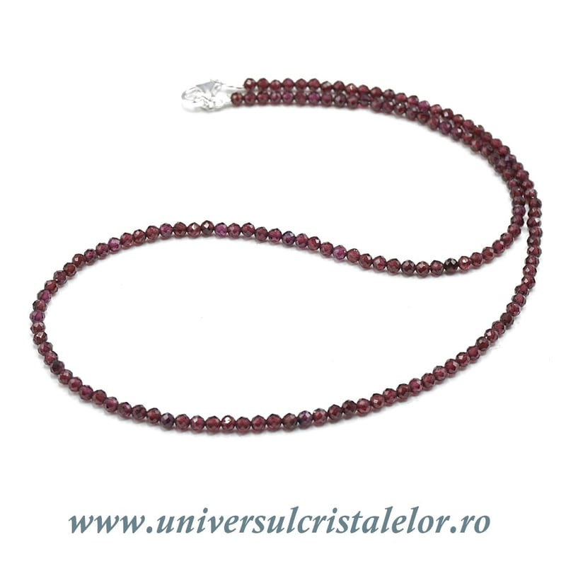 Colier granat rotund fatetat - 3 mm