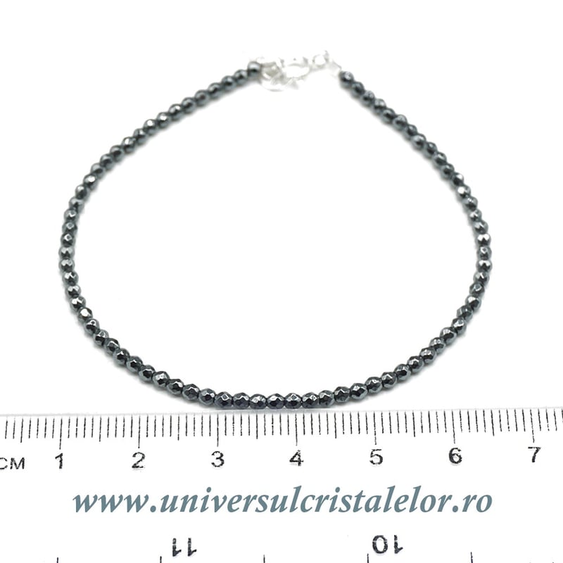 Bratara hematit fatetat rotund - 2,3 mm