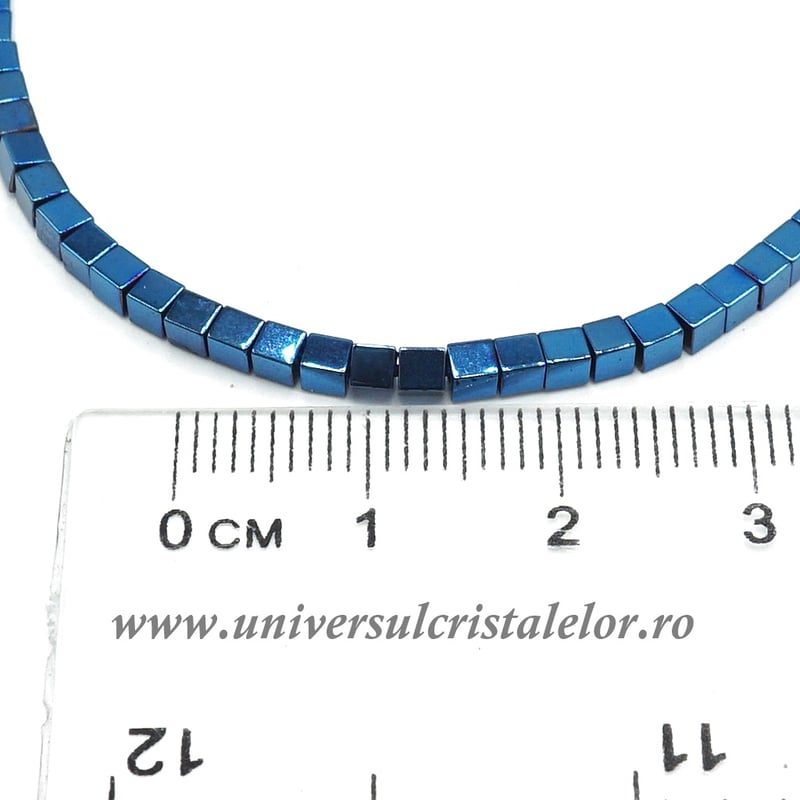 Bratara hematit albastru cub 2.5 mm