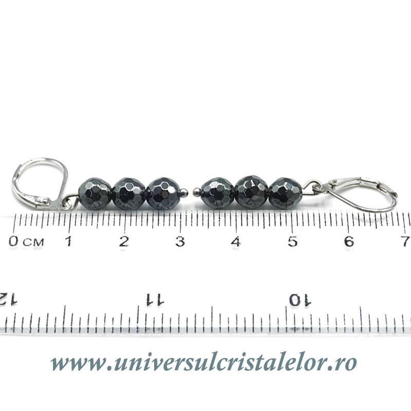 Cercei hematit rotund fatetat- 6 mm