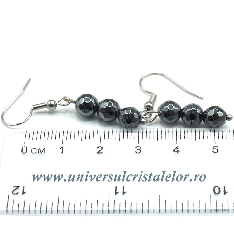 Cercei hematit rotund fatetat- 6 mm
