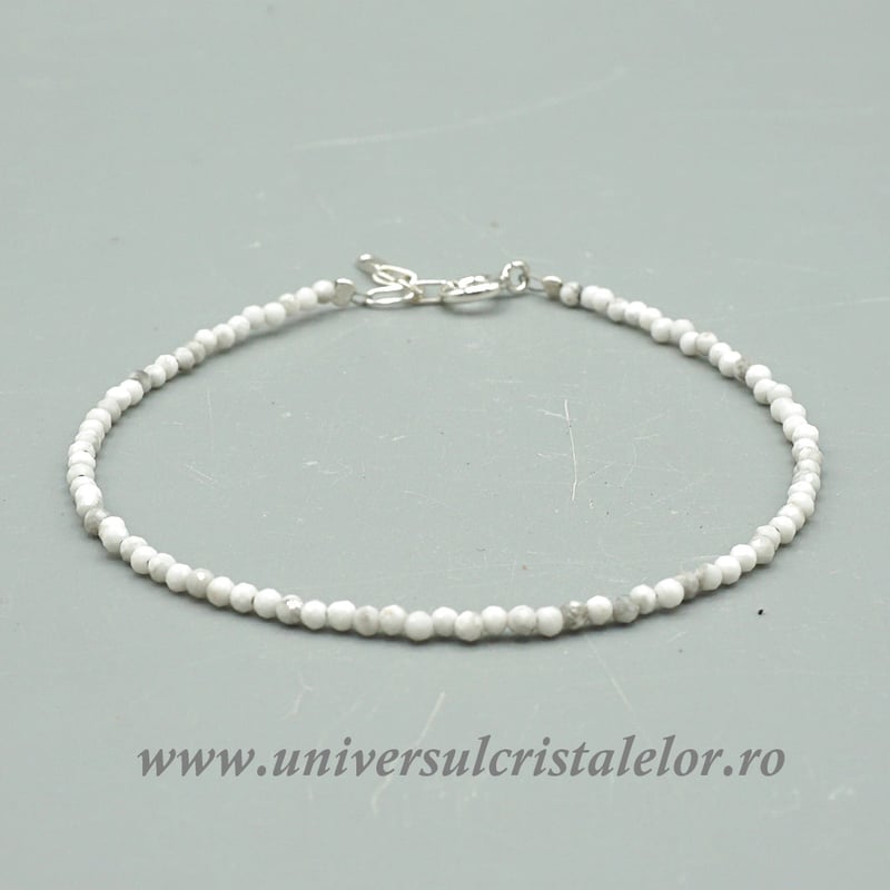 Bratara howlit albastru rotund - 2 mm