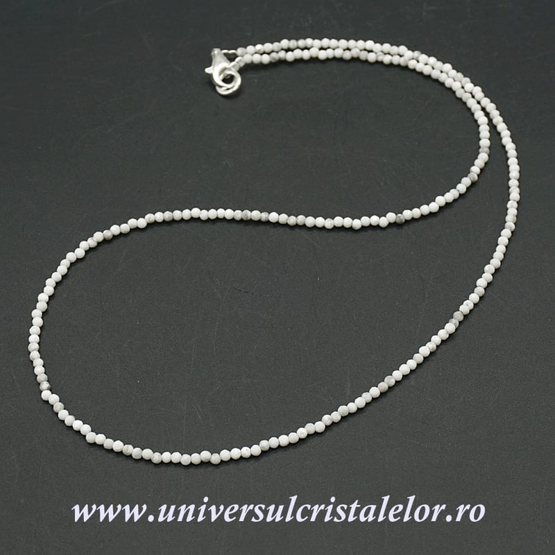 Colier howlit alb rotund fatetat - 2 mm