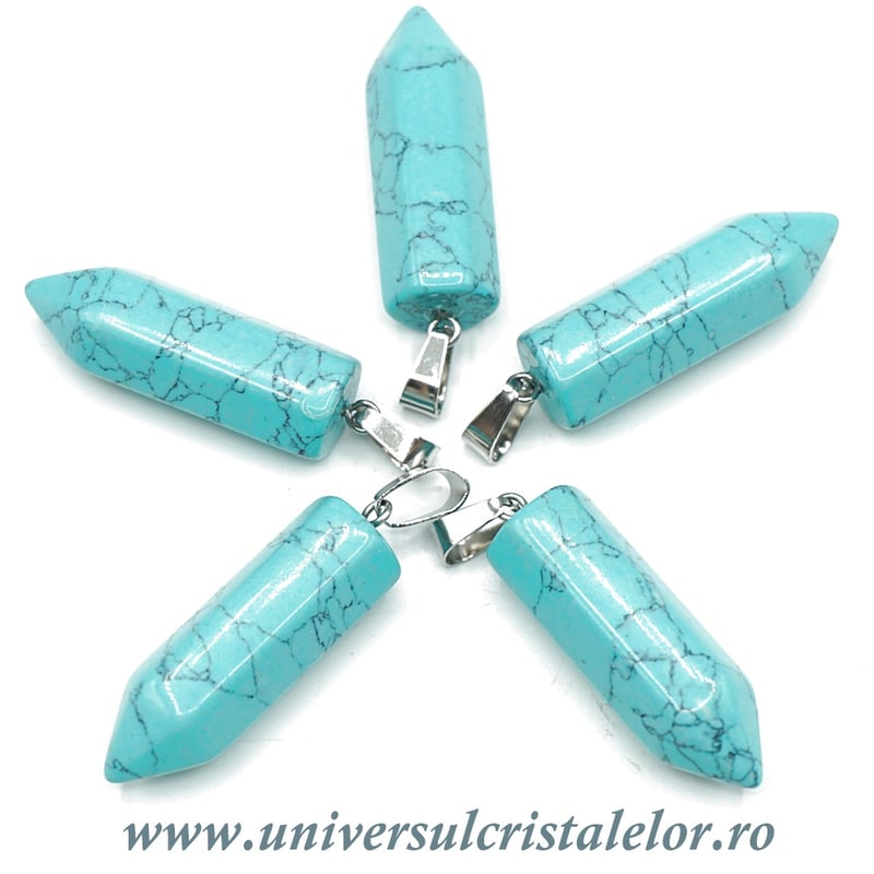 Pandantiv howlit albastru varf slefuit