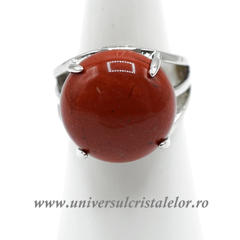 Inel jasp rosu rotund reglabil m6