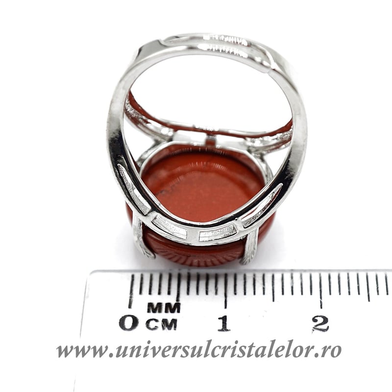 Inel jasp rosu rotund reglabil m6