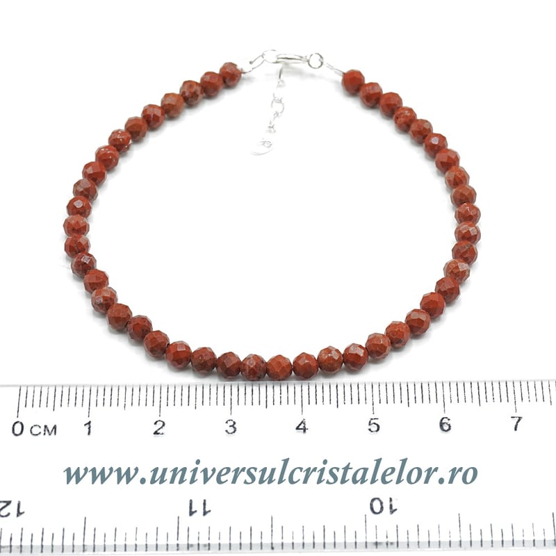 Bratara jasp rosu rotund fatetat - 4 mm